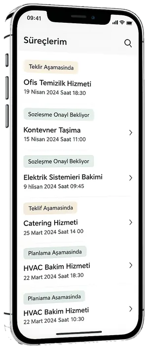 Yapıcı Hizmetler mobil hizmet alım süreci ekranı